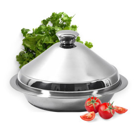 PZL CONCEPT Tajine Induction tout Feux en Acier Inoxydable - Diamètre 24 cm - Plat à Tajine Marocain pour Plaque Induction