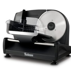 Trancheuse Electrique 150W Twinzee - Trancheuse à Jambon Professionnelle Réglable 0-15mm - 2 Lames Coupe Saucisson