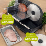 Trancheuse Electrique 150W Twinzee - Trancheuse à Jambon Professionnelle Réglable 0-15mm - 2 Lames Coupe Saucisson, Pain et Vian