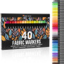 Zenacolor 40 Marqueurs Textile et Tissu - Feutre Textile Non-Toxique