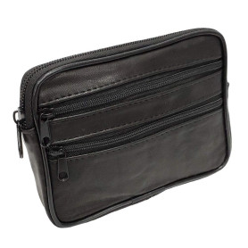 LOLUNA® Pochette Cuir véritable Compact 3 Fermetures
