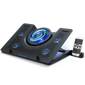 EMPIRE GAMING - Turboost Aluminium Refroidisseur a air PC Ordinateur Portable Gamer - 5 Ventilateurs - Support 12 à 17 Pouces -