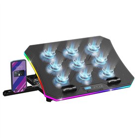 EMPIRE GAMING - Guardian C900 Refroidisseur PC Ordinateur Portable 12’’ à 17’’ RGB Gamer -9 Ventilateurs - Contrôleur LCD -10 Mo