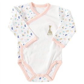 Sophie La Girafe - Pyjama Body Bébé en Coton - Doux et Chaud - Grenouillère Manches Longues - Barboteuse Fille - 0 mois - Blanc