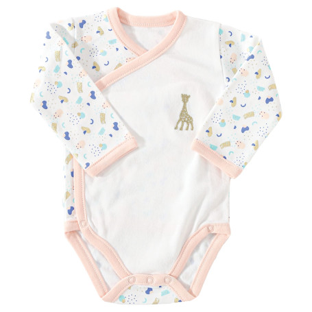 Sophie La Girafe - Pyjama Body Bébé en Coton - Doux et Chaud - Grenouillère Manches Longues - Barboteuse Fille - 0 mois - Blanc