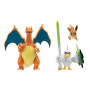 Bandai - Pokémon - Pack de 3 Figurines Pokémon - Dracaufeu, Palarticho et Evoli - Coffret Combat de Pokemon Battle Ready Deluxe 