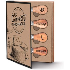 Coffret FROMAGE Plat de service en Bambou et 4 couteaux a fromage