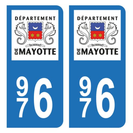 HADEXIA Autocollant Stickers Plaque d'immatriculation Auto Voiture 976 Mayotte
