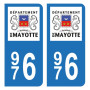 HADEXIA Autocollant Stickers Plaque d'immatriculation Auto Voiture 976 Mayotte