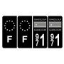 HADEXIA Lot de 4 Autocollants Plaque d'immatriculation 971 Guadeloupe Noir & F Europe