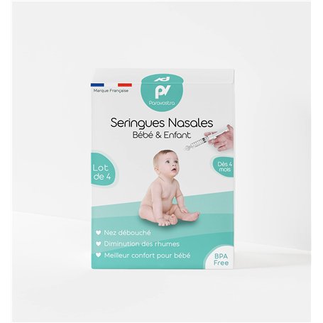 PARAVOSTRA | Seringues Nasales Réutilisables | Mouche-Bébé | Nez Débouché | Diminution des Rhumes | Bébé & Enfant | Lot de 4x10m