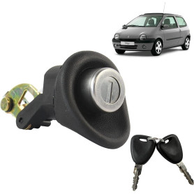 Serrure de Coffre avec Bouton Poussoir Intégré + 2 clés compatible pour Renault Twingo 1 Dacia Logan 1 et Sandero OEM 7701367940