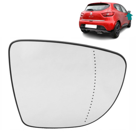 Glace de Rétroviseur Extérieur AVANT DROITE (Dégivrante) avec Support compatible pour Renault Captur Zoé Clio 4 et 5 OEM 9636549