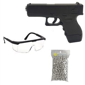 Saigo Defense Pack Airsoft Pistolet G.16 à Ressort/Couleur: Noir/Matière: Métal/Puissance 0.3 Joule/Livré avec Accessoires