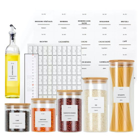 BUWATI 286 Étiquettes Rangement cuisine cellier garde manger en Français | Écriture Claire, Noire sur Blanc | Organisation Cuis