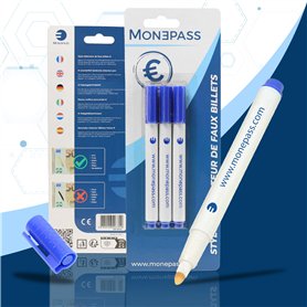Lot de 3 stylos détecteur de faux billets spécial Euro - Tout nouveau modèle dédié à l'euro pour encore plus d'efficacité. Détec