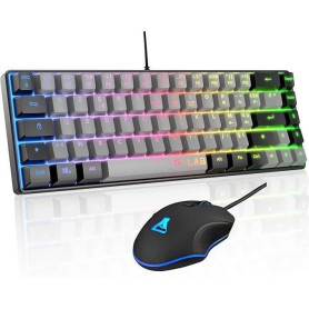 Pack Gamer 2 en 1 - THE G-LAB - COMBO HYDRO - Souris filaire - Clavier filaire - Gris/Noir - RGB