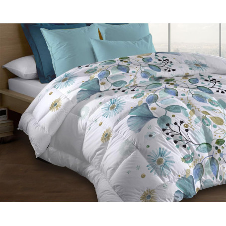 Le linge de Jules Couette Microfibre 220x240 - Imprimée Double-Face - 550 grs/m2 - Bloom