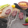 SIROCO Double Grille Barbecue Rectangle 34x22 cm en Acier Chromé avec Manche en Bois – Parfait pour des Grillades Maîtrisées