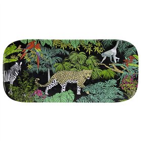 Les Jardins de la Comtesse - Petit Plateau rectangulaire en Mélamine Pure Noir/Vert – Gateaux/Cake - Plat Long de Présentation d
