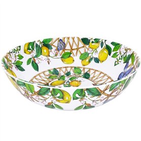 Les Jardins de la Comtesse - Grand Saladier en Mélamine - Capri - 4L / Ø 31 cm - Citrons jaunes - Service de Table de la Vaissel