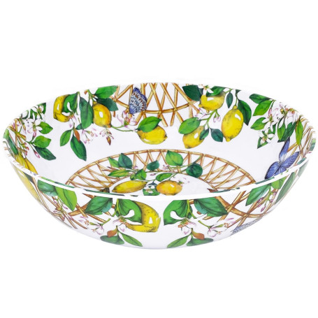 Les Jardins de la Comtesse - Grand Saladier en Mélamine - Capri - 4L / Ø 31 cm - Citrons jaunes - Service de Table de la Vaissel
