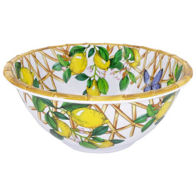 Les Jardins de la Comtesse - Saladier Profond en Mélamine - Capri - 3L / 25 cm - Citrons jaunes - Service de Table de la Vaissel