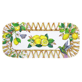 Les Jardins de la Comtesse - Petit Plateau rectangulaire en Mélamine - Citrons jaunes - Gateaux/Cake - Plat Long de Présentation