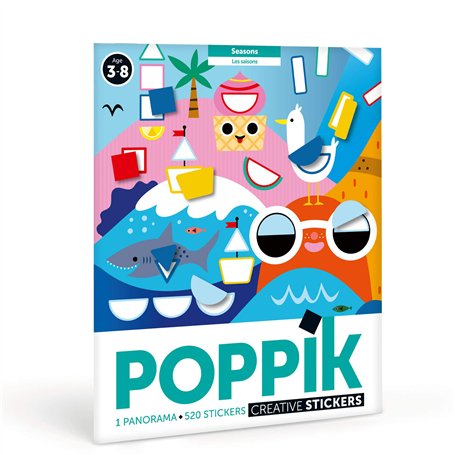 poppik Poster EDUCATIF Stickers 4 Saisons - Puzzle Enfant Créatif Décoratif à Gommettes Autocollantes Repositionnables - Cadeau