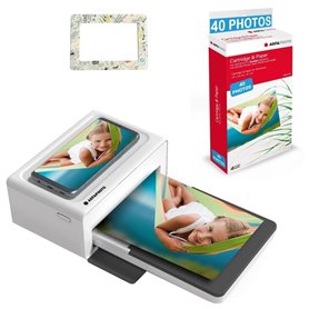AGFA Photo Pack Imprimante Realipix Moments + Cartouches et papiers 40 Photos + Joli Cadre magnétique - Impression Bluetooth Pho