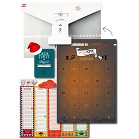 Surprise Papa Lettre géante - 3 cadeaux pour papa et futur papa dans une Pochette surprise - Calendrier 25 résolutions avant ou