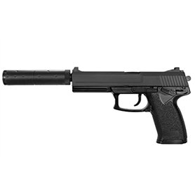 2EAGLE Pistolet Airsoft MK23 avec Silencieux factice-modèle à Ressort (Spring)-armement Manuel/Mode Coup par Coup-Couleur: Noir