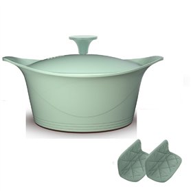 COOKUT Cookut - L'incroyable Cocotte 28 cm avec poignée en métal et manique assorties - Sauge