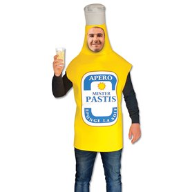 Tralala Fêtes® Déguisement Adulte Mister Pastis – Costume Rigolo en forme de Bouteille de Pastis pour Anniversaire / Halloween /