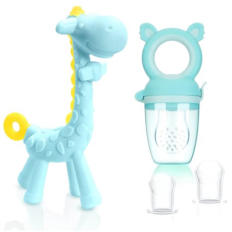 Jenna® | Kit Tetine D'alimentation | Grignoteuse Bebe Fruits Légumes Purées 3 têtes tailles S/M/L | anneau dentition bebe à mâch