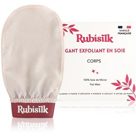 Rubisilk - Gants Exfoliants 100% Soie de Mûrier pour le Corps - Gommage doux et naturel sans douleur - Élimine peaux mortes