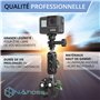 nähoss-Support gopro Guidon de Moto-Rotatif 360° en Aluminium | Compatible caméra Go Pro, Insta360, DJI | Fixation Pince Antidér