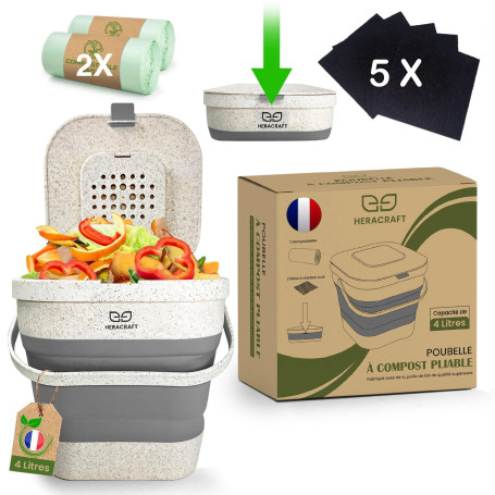 Poubelle Compost Appartement composteur de Cuisine Pliable avec Couvercle