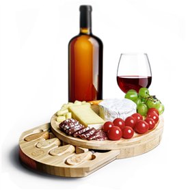 VersaCulina Plateau Fromages en Bois avec Couteaux à Fromage – Bambou – Excellente Idée Cadeau – Apéritif – Planche apéro –servi