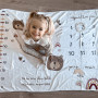 Keep'Love - Couverture Étape Bébé - Tapis Mois Bebe en Français - Tapis Photo Bebe Mois - Cadeau Naissance Fille Garçon - Baby S