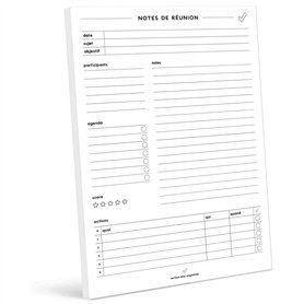 Bloc-Note A5 pour Réunions et RDV : Carnet de Notes Professionnel de 50 Pages
