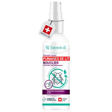SERENI-D - BOUCLIER ANTI PUNAISE DE LIT - Spray anti punaise de lit puissant - Traitement naturel aux Huiles Essentielles/Fleur