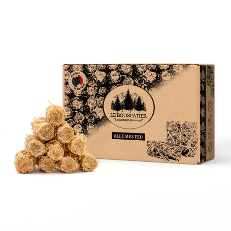 Le Bouscatier Allume-feu écologique en Laine et Cire de Bois 100% naturels pour cheminée poêle cuisinière Barbecue brasero. 150