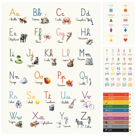 4 Affiches Éducatives Enfant 30x40 cm - Alphabet