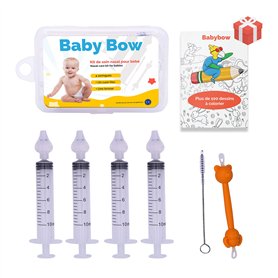 Babybow | 4pcs seringue nasale bebe - kit complet avec cure nez bebe - mouche bebe - pipette nez bébé - avec embout en silicone