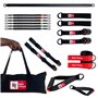 Pack de Musculation Élastiques + Sangles de Suspension | 6 élastiques (5 à 70kg) | 10 Accessoires (Barre