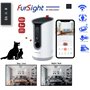 PARINNOV Caméra Surveillance Animaux Interieur [sans ABONNEMENT] 3MP Vue a Distance 360°, Distributeur de Croquettes et Friandis