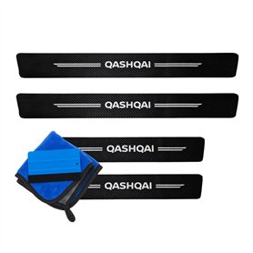 ODOKIT Seuil De Protection Porte Fibre De Carbone Noir - Compatible avec Nissan Qashqai - Accessoires 4 Pièces - Facile à Instal