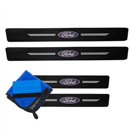 ODOKIT Seuil De Protection Fibre De Carbone Noir - Compatible avec Ford Fiesta Focus Puma Kuga Ranger - Accessoires 4 Pièces - F