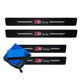 ODOKIT Seuil De Protection Porte Fibre De Carbone - Compatible avec Audi S-Line - Accessoires 4 Pièces - Facile à Installer - Po